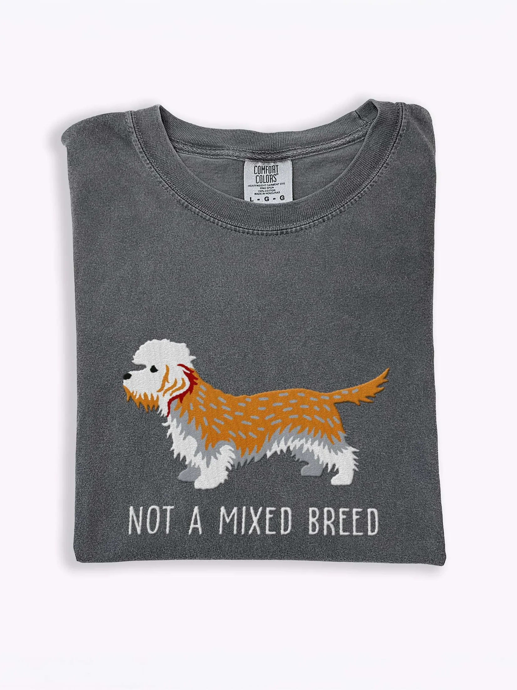 Not a Mixed Breed T-Shirt(Embroidered) of a Dandie Dinmont Terrier(Mustard) product image (1)