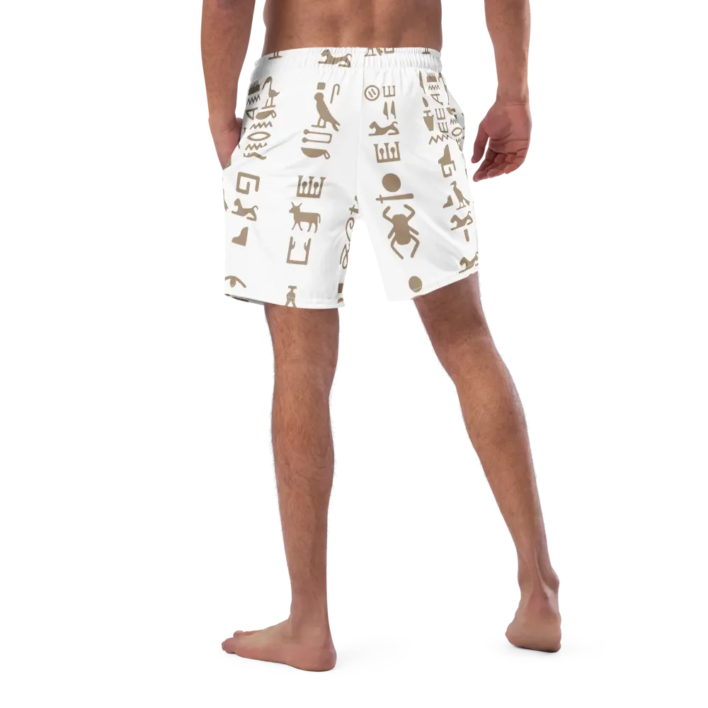 Isis White Hieroglyphs All-Over Swim Trunks product image (5)