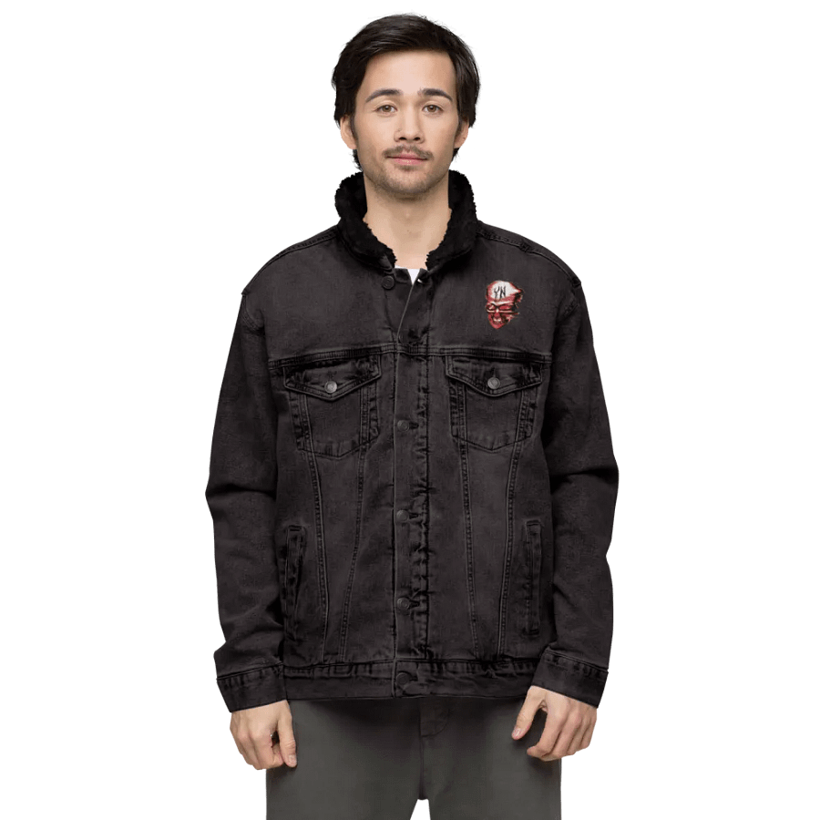 YN skull Logo RED Denim Sherpa Jacket product image (8)