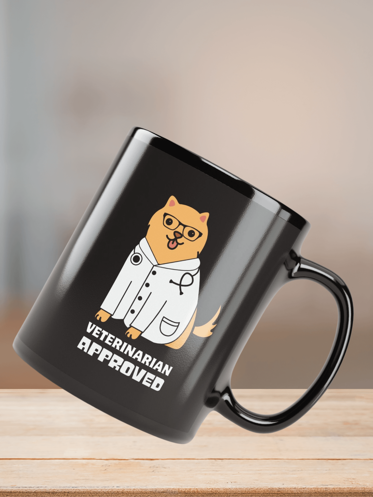 "Veterinarian approbed" black glossy mug product image (8)