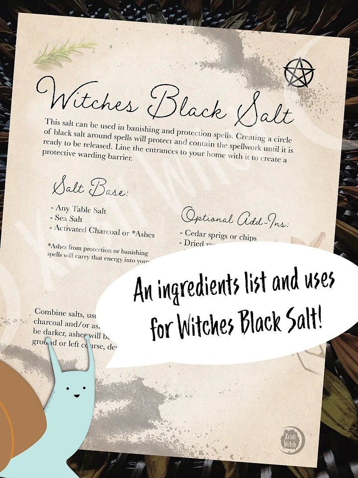Witches Black Salt Grimoire Page - Digital Download product image (1)
