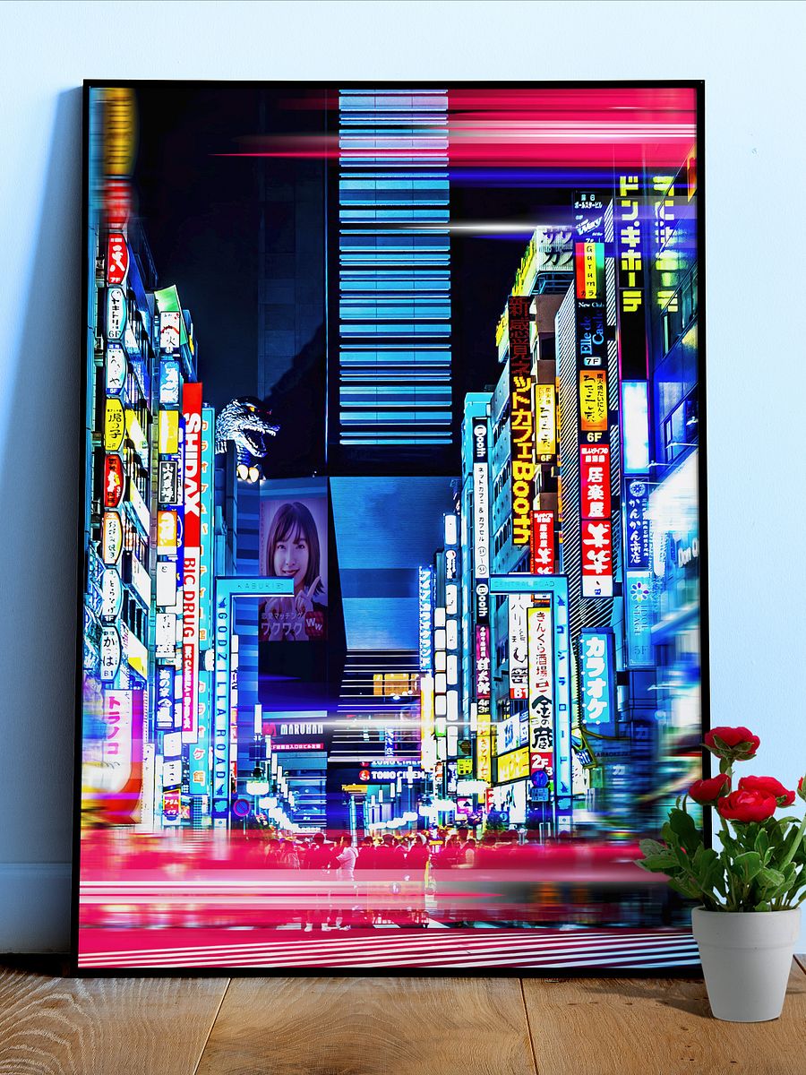 Neon night city: Tokyo, Japan (synthwave/vaporwave/retrowave/cyberpunk) — aesthetic poster product image (1)