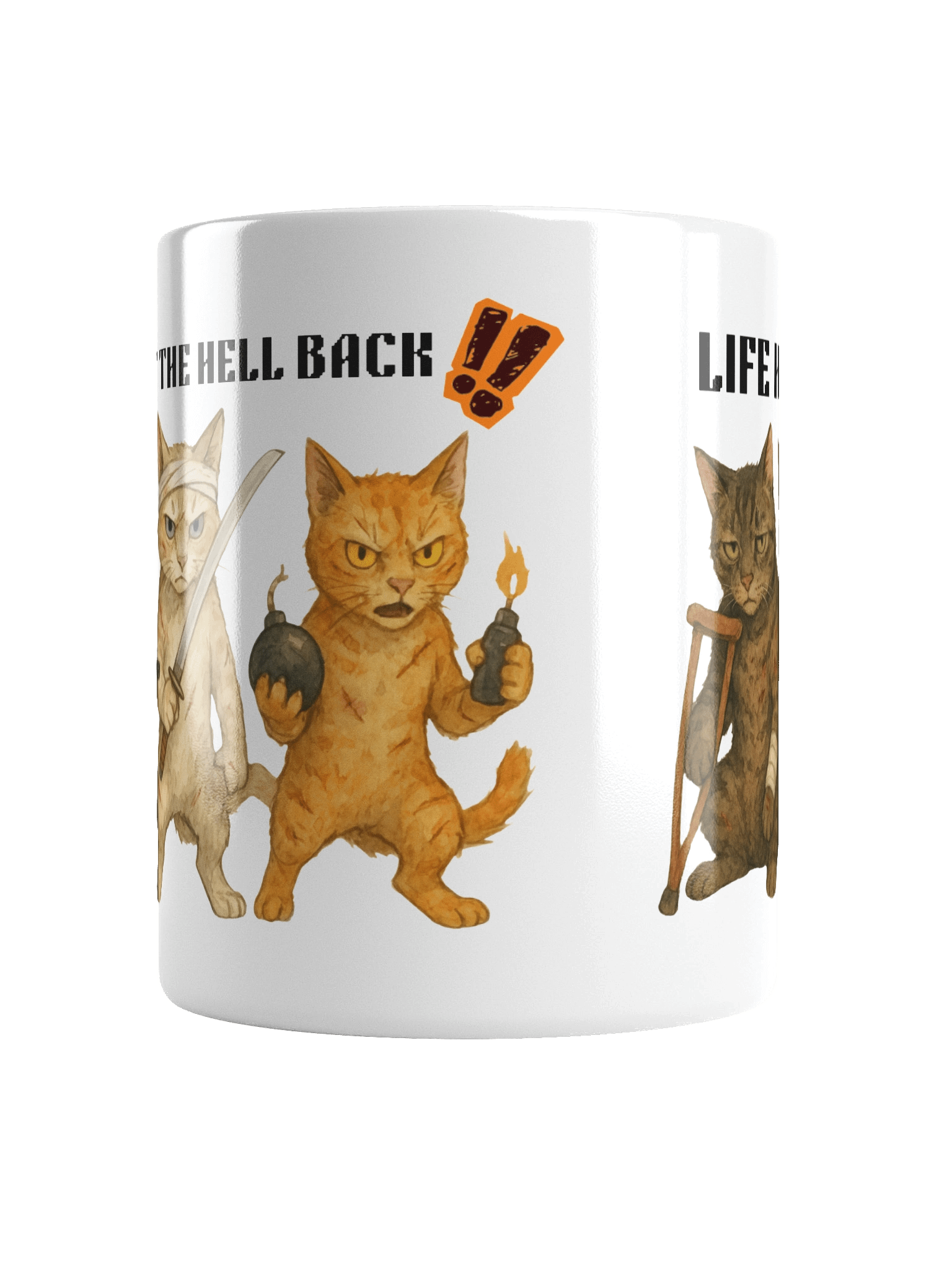 Life Hit Me Hard – Fight Back Cat Mug product image (3)