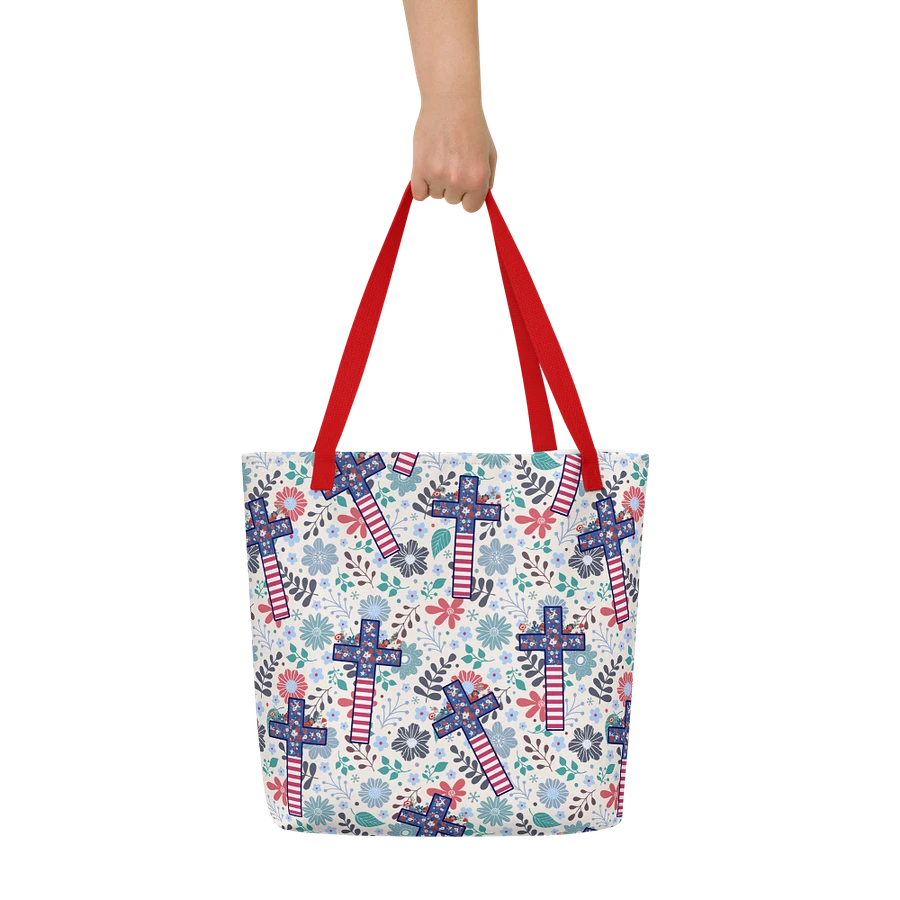 Floral Patriotic Cross Patterned Tote Bag product image (2)