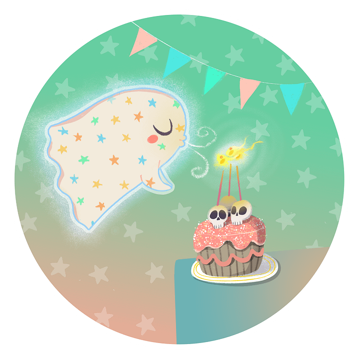 Pastel Little Ghost Birthday Cake #2 - Greeting Card product image (2)