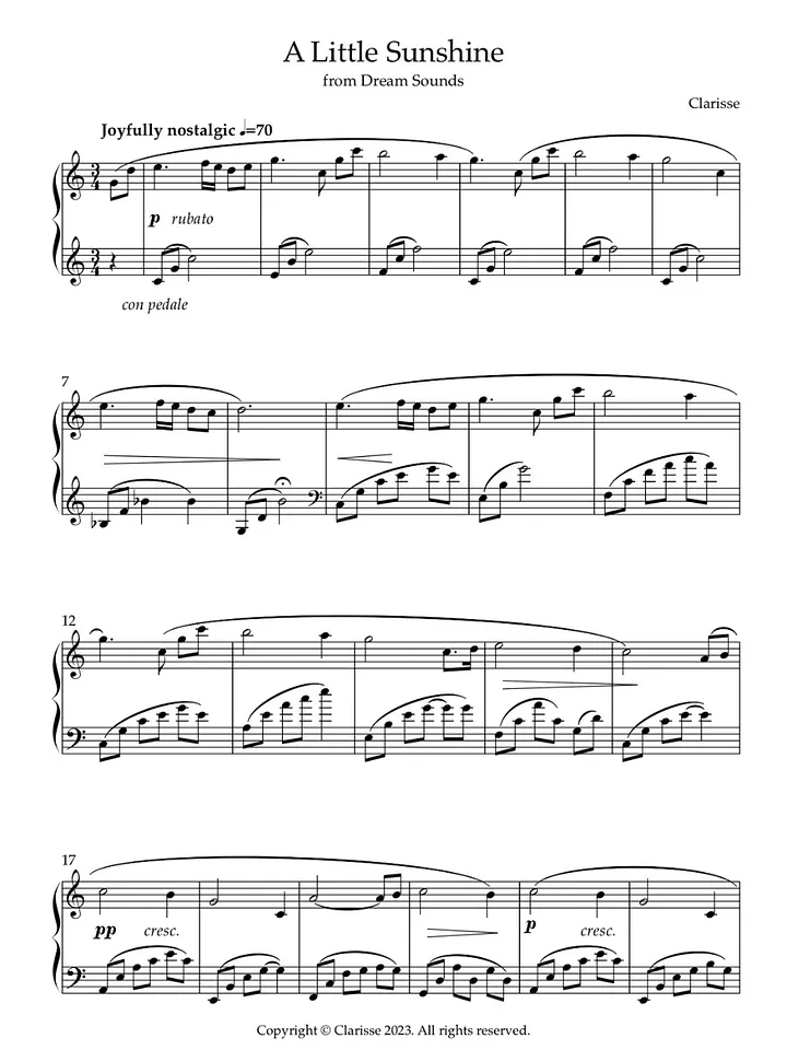 A Little Sunshine - Sheet Music product image (1)