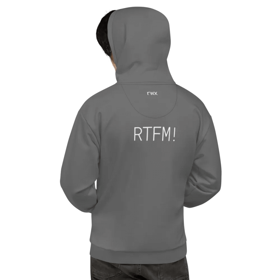 need help? RTFM! hoodie (dark grayscale mode) product image (7)