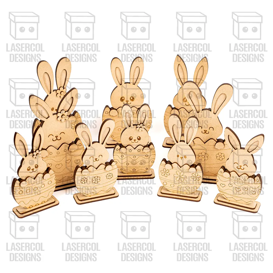 Easter Bunny Bundle Set (10 Styles, 2 Sizes) - Laser Cut Files product image (9)