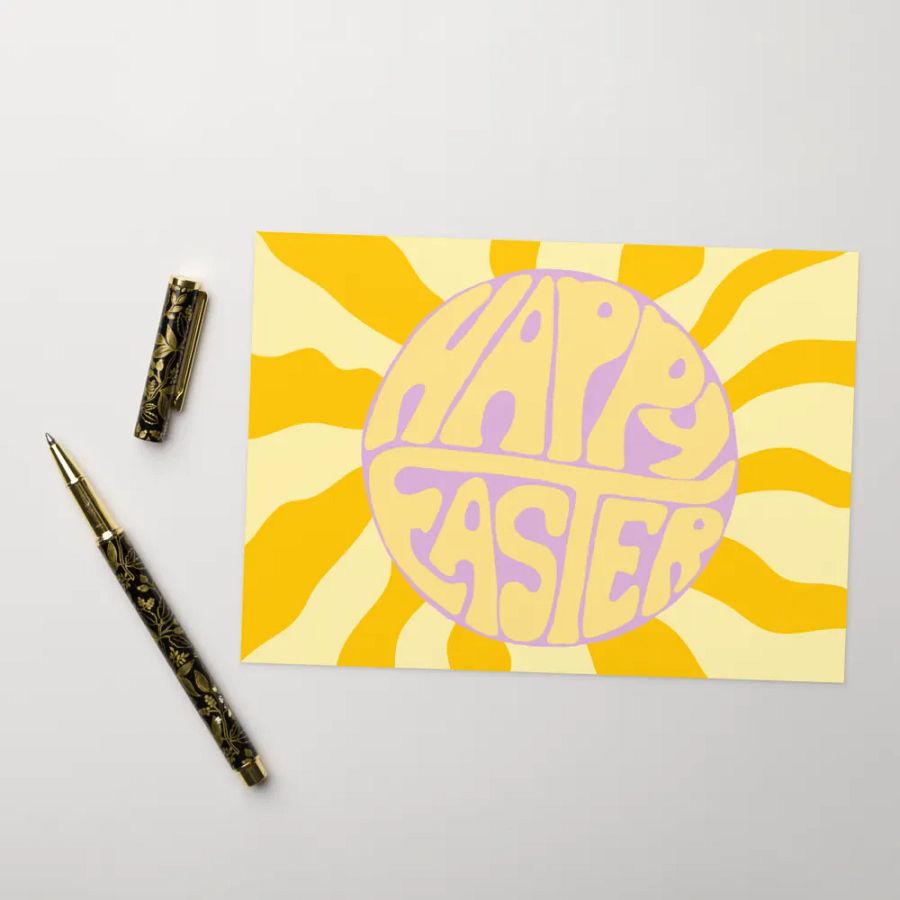 Happy Easter retro landscape greetings card product image (10)
