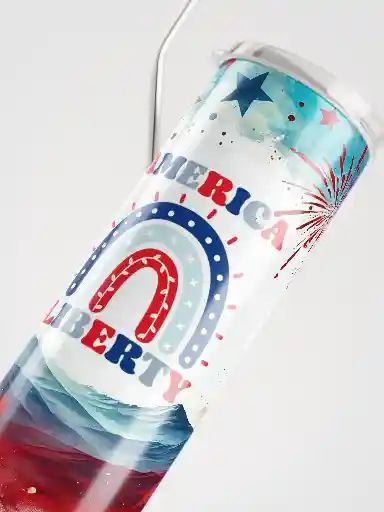 Patriotic Liberty Tumbler Wrap PNG | 20oz America Sublimation Design | Red White Blue Fireworks | 4th of July Digital Download product image (8)
