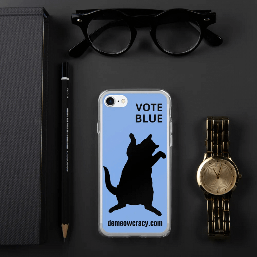 Vote Blue Dancing DeMeowcracy Cat iPhone Case - Light Blue product image (3)