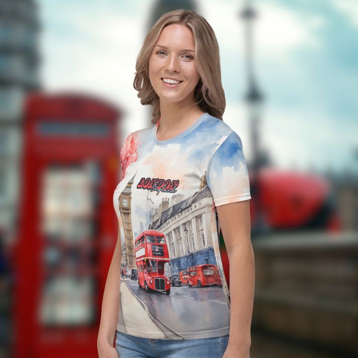 London England Watercolor All Over Print T-shirt product image (2)