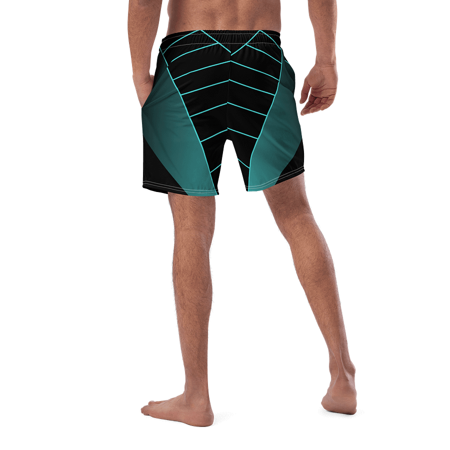 BRN.2C.C.™ | Swim Trunks | Men's UPF 50+ Quick-Dry Coastal Shorts | Deep Sky Blue Logo on Geometric Lines product image (5)