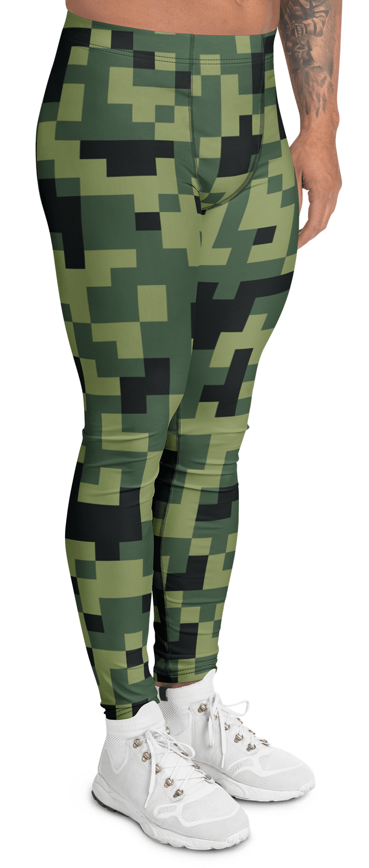 Military Green Camouflage Pixels Camo Pattern Men's Leggings product image (2)