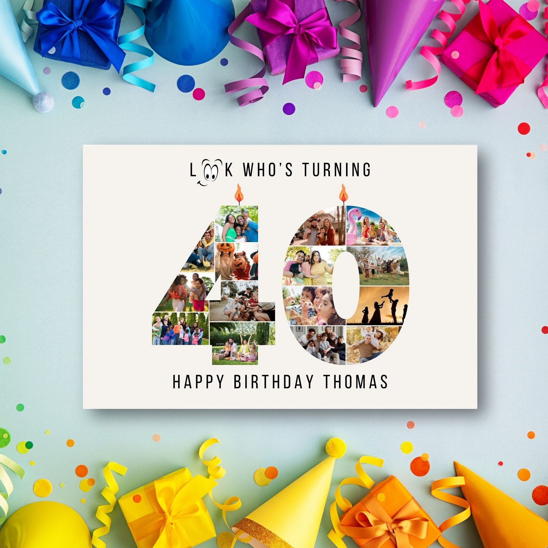 40th Birthday Number Photo Card Canva Template product image (3)