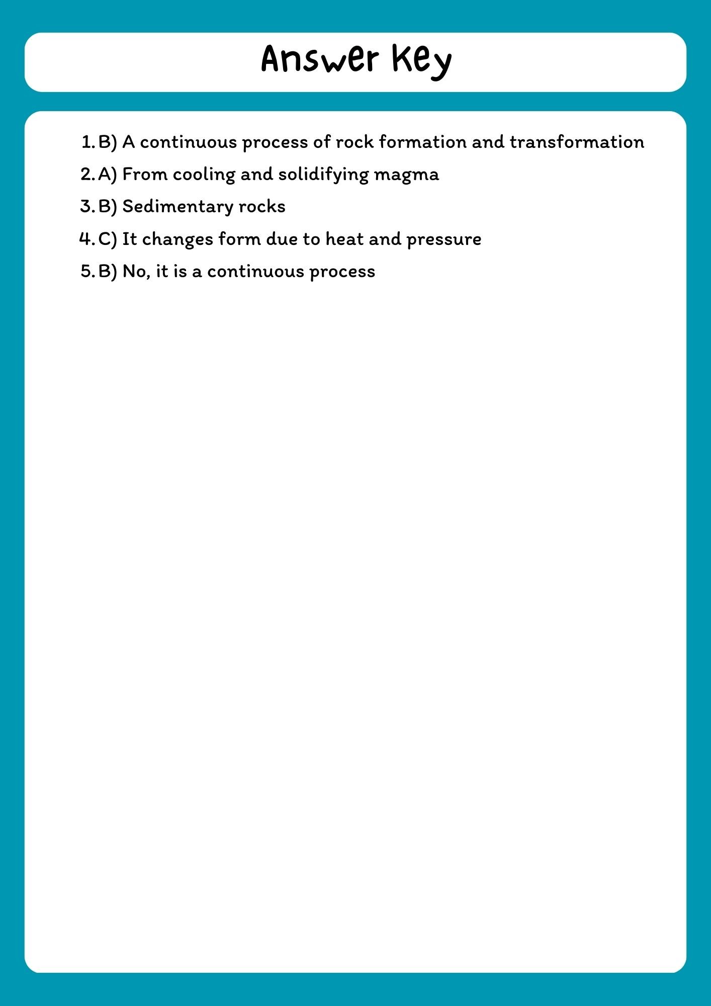 Rock Cycle Reading Comprehension Passage & Questions product image (3)