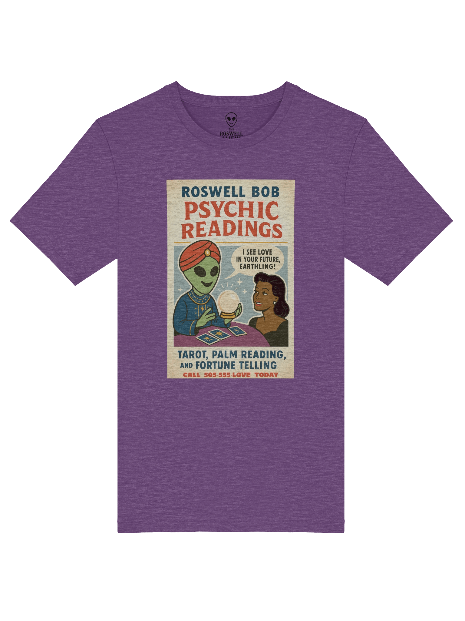 Psychic Readings Brunette Woman Roswell Aliens 1950's Retro Poster Unisex T-Shirt product image (5)