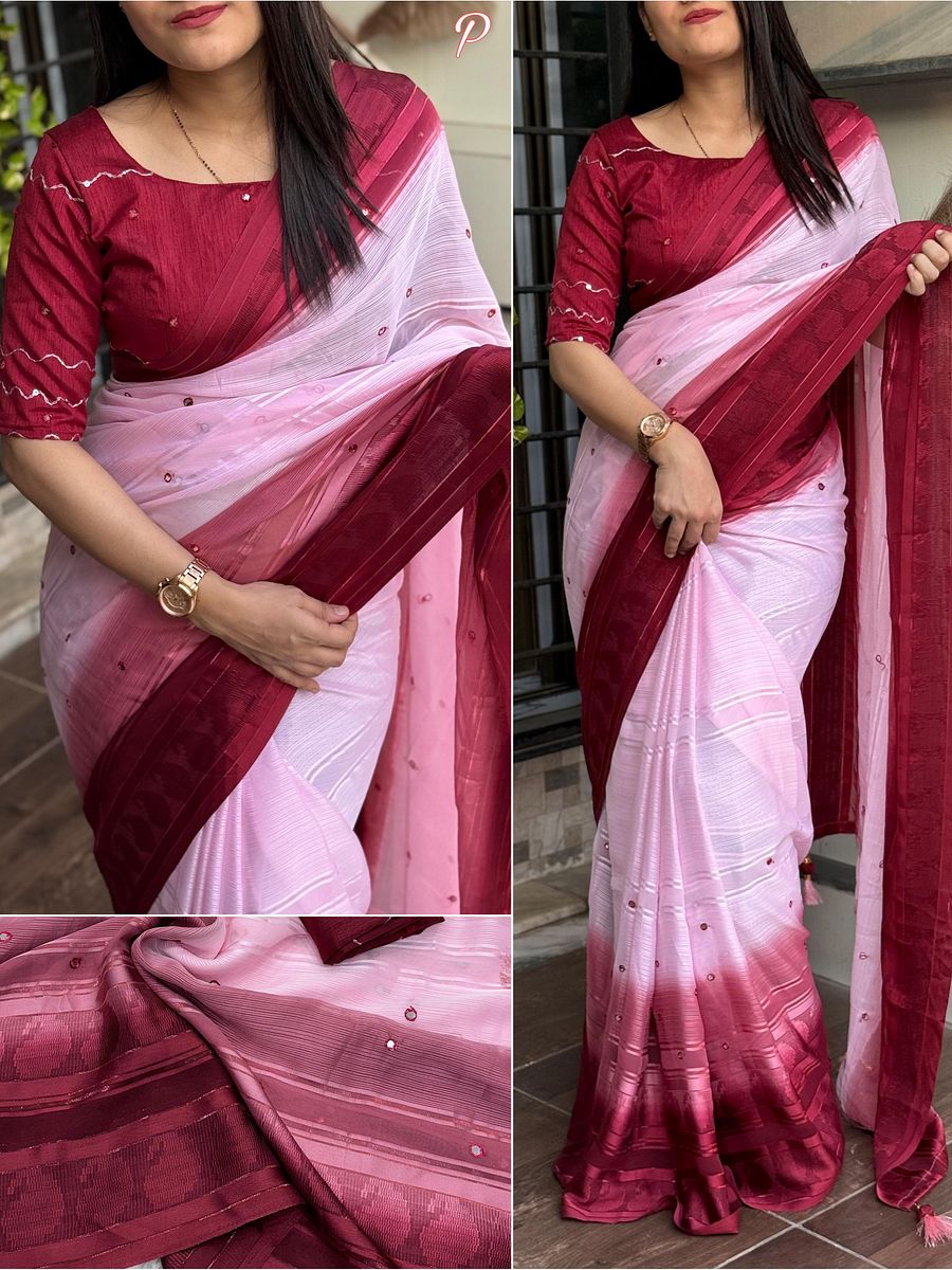 Ideal casual wear saree, featuring a beautiful touch of fancy gota patti mirror work pattern product image (11)