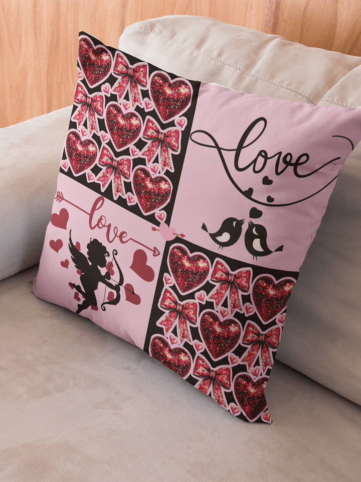 Lovebirds Pink & Black Pillow product image (1)
