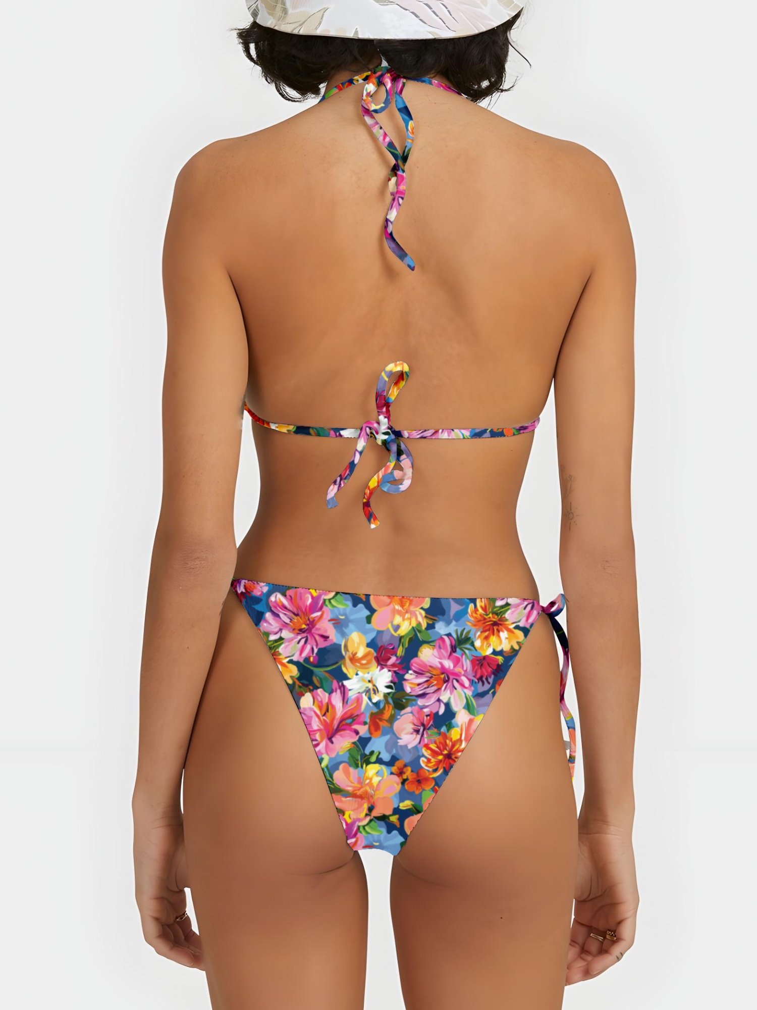 Recycled Triangle Bikini Top "Bold Abstract Florals" product image (3)