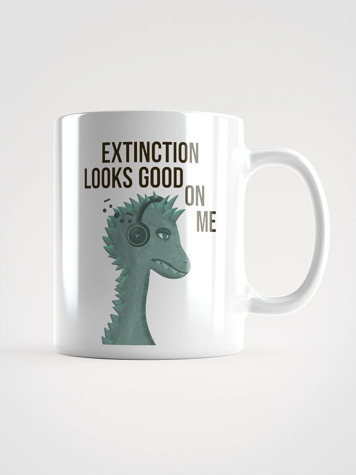 Dino Extinction – White Glossy Ceramic Mug product image (1)