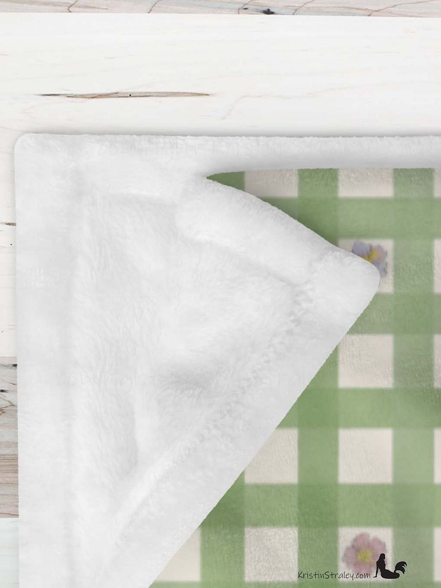 Flowers in Gingham Fleece Throw Blanket product image (2)