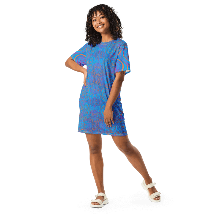 Funky Blue Dreams Liquid Tie-Dye T-shirt Dress product image (2)