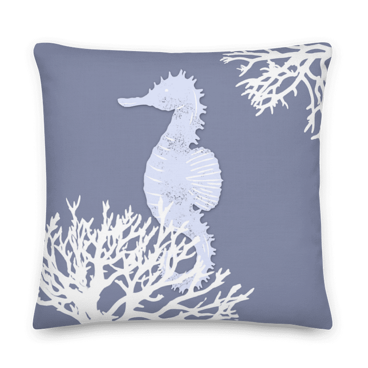 BLUE SEAHORSE PILLOW - LINEN TOUCH - Seepferdchen Kissen in Blau product image (1)