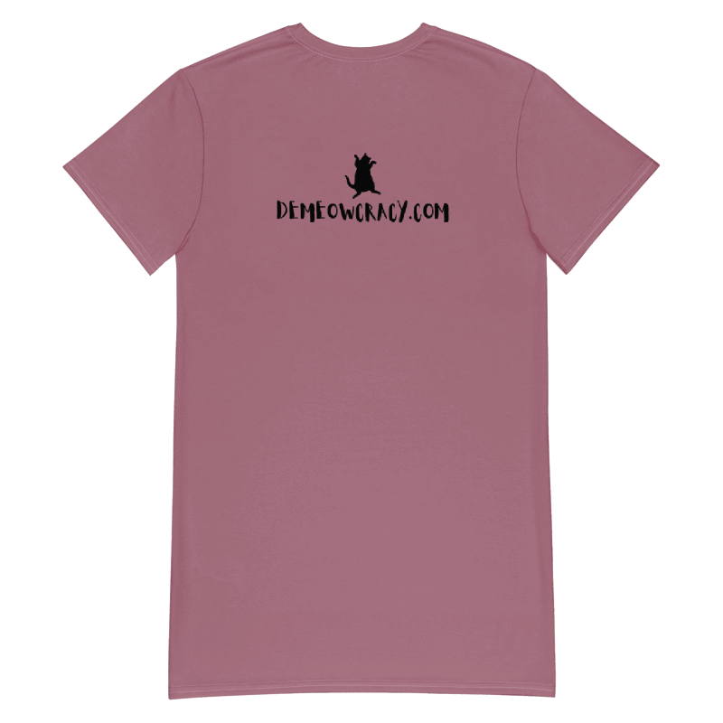Dancing For Demeowcracy Feline Mauve T-Shirt Dress product image (7)