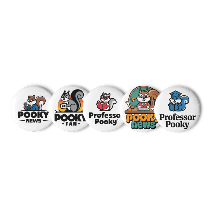 Original Pooky Artwork Buttons: Set of Five -Q product image (1)