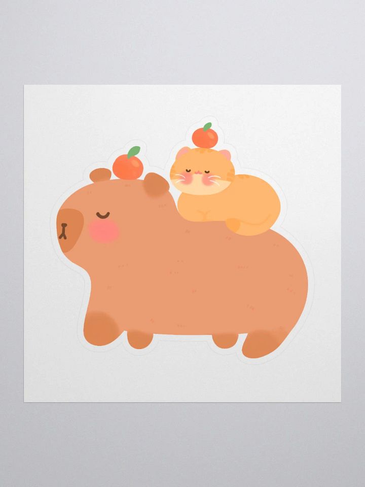 Capybara & Orange Cat Adventures Vinyl Sticker product image (1)