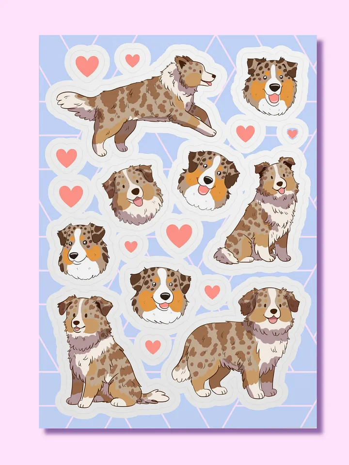 Australian Shepherd Love Sticker Sheet product image (1)