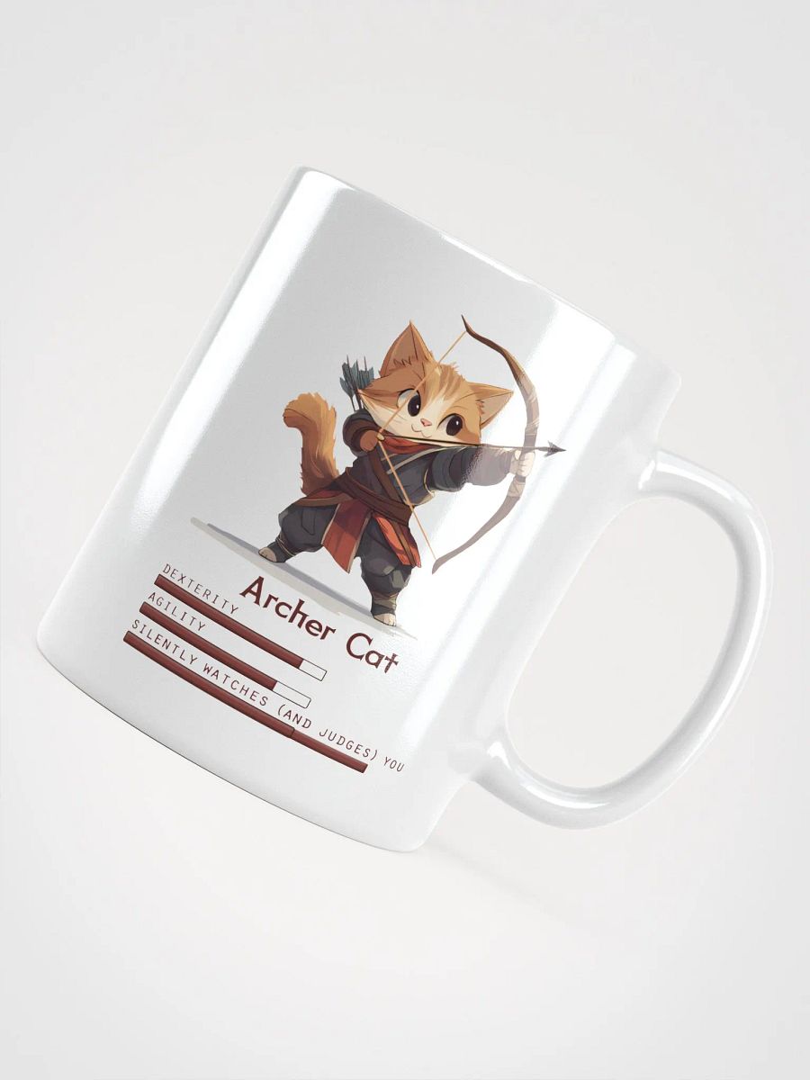 RPG Archer Cat white ceramic mug 11oz 15oz 20oz for gamers and cat lovers product image (11)