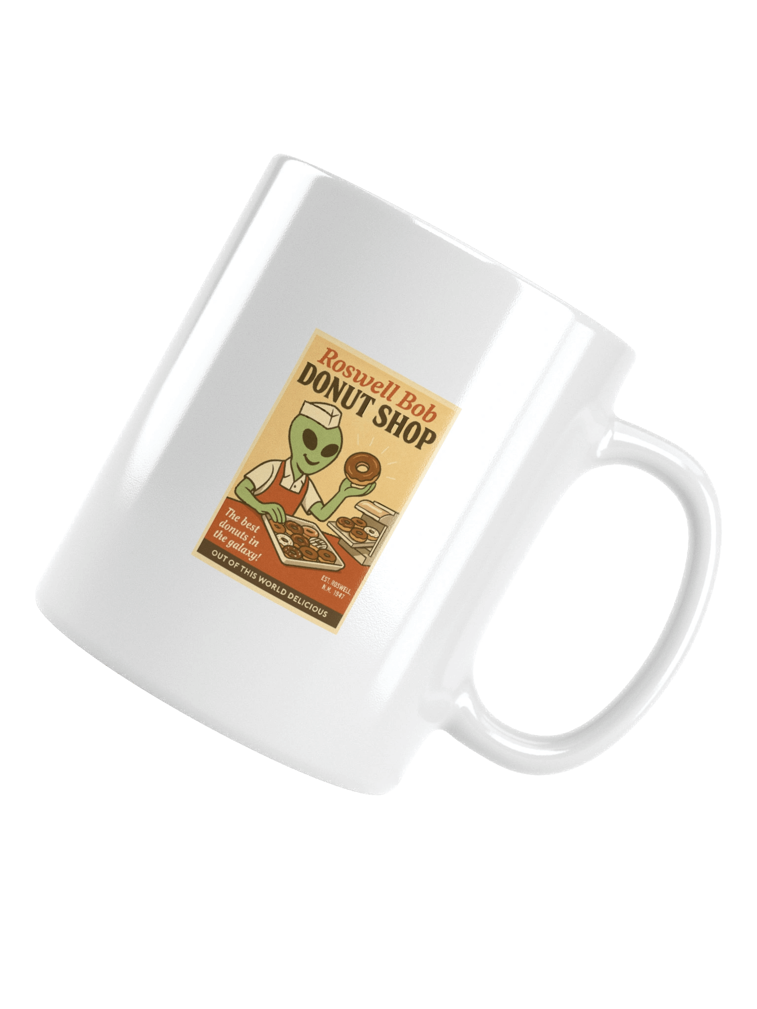 Donut Shop Roswell Aliens 1950's Retro Poster Ceramic Mug product image (5)