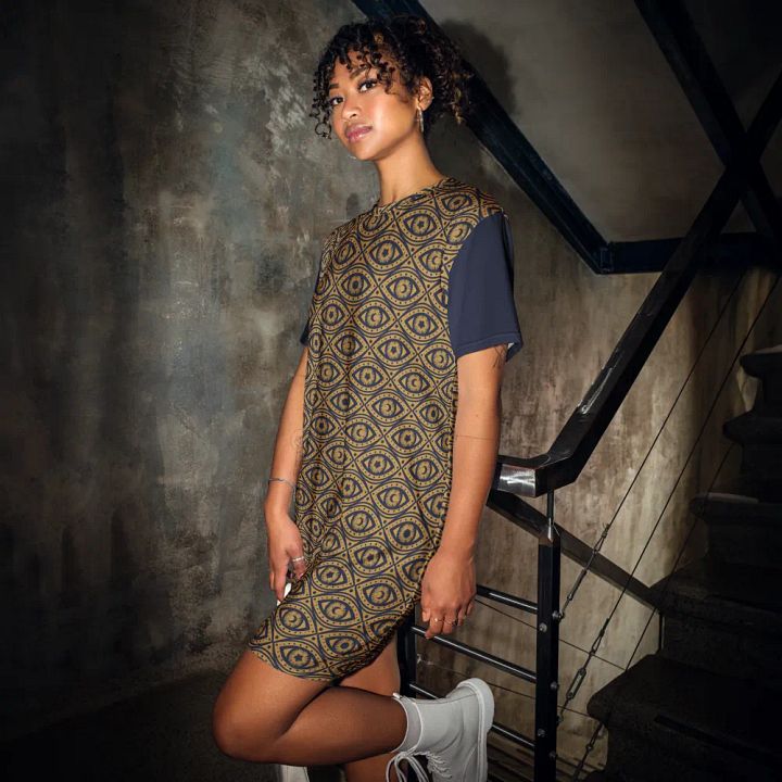Boho Celestial Eyes Stars & Moons T-Shirt Dress product image (1)