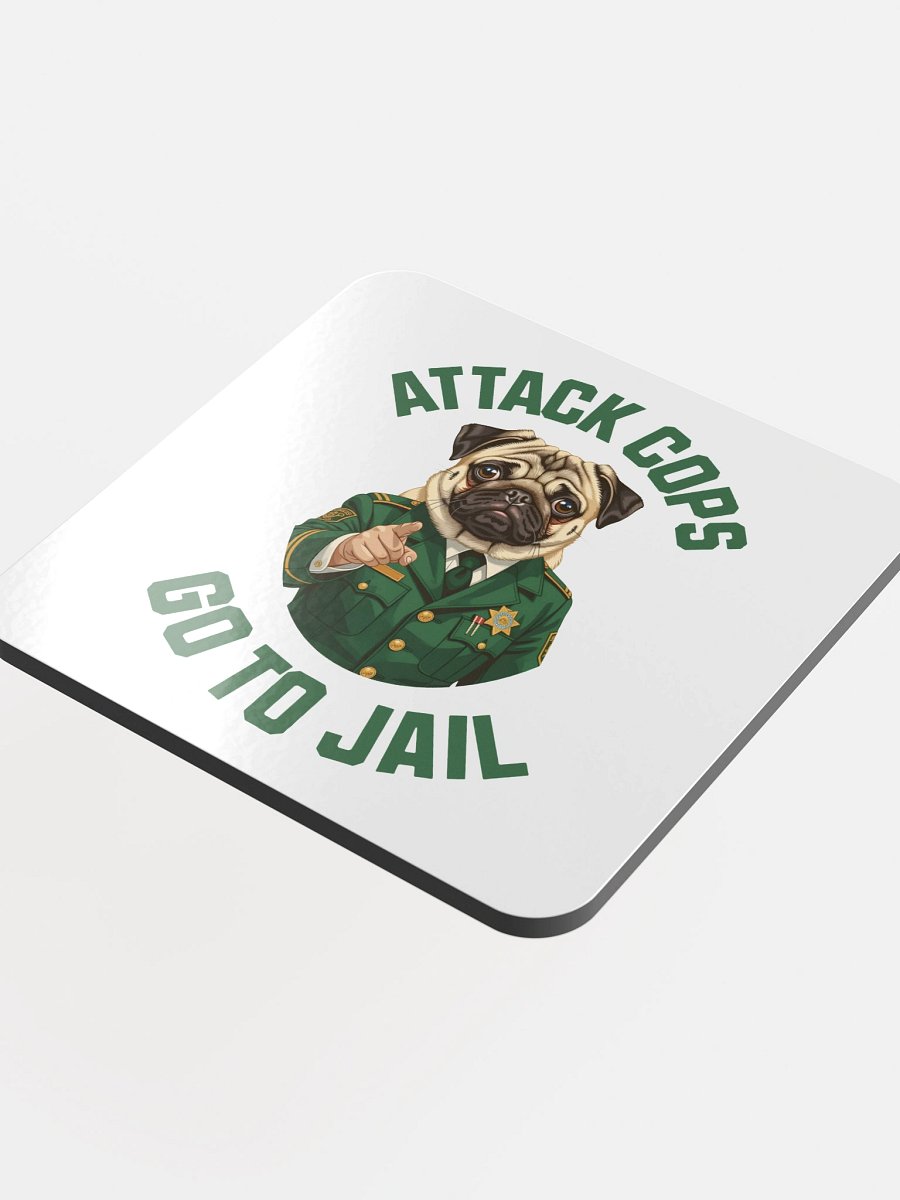 "Attack Cops Go to Jail" coasters - Green ink product image (4)