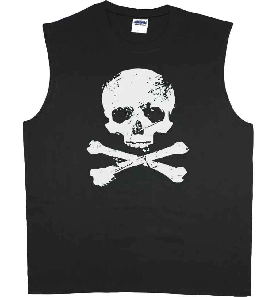 Mens Sleeveless T-shirt Muscle Tee Skull and Crossbones Shirt Tank Top product image (1)