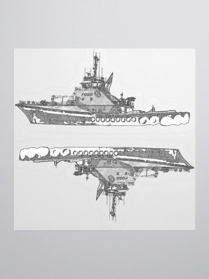 1 Foss Tugboat Sketch Kiss Cut Stickers product image (1)