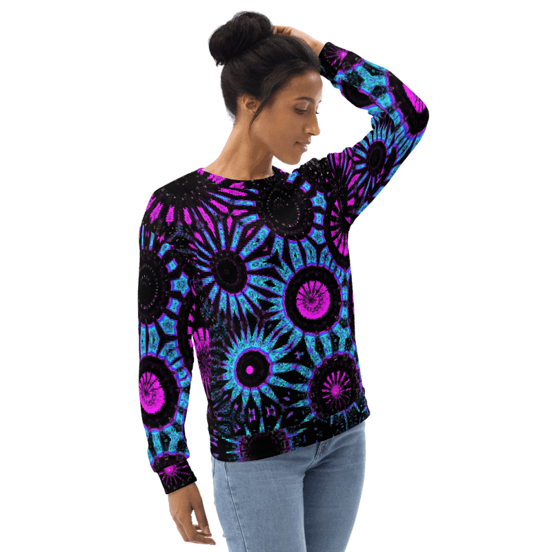 Abstract Circular Shapes in Turquoise, Black and Pink Unisex Sweatshirt product image (12)