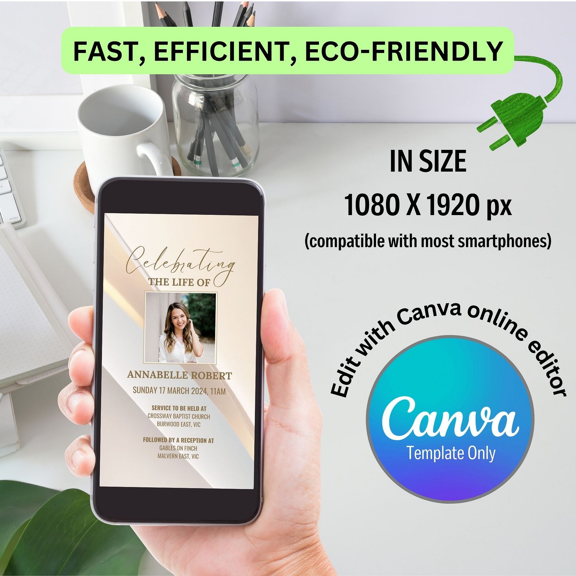 Light Golden Tones Evite Canva Template product image (3)