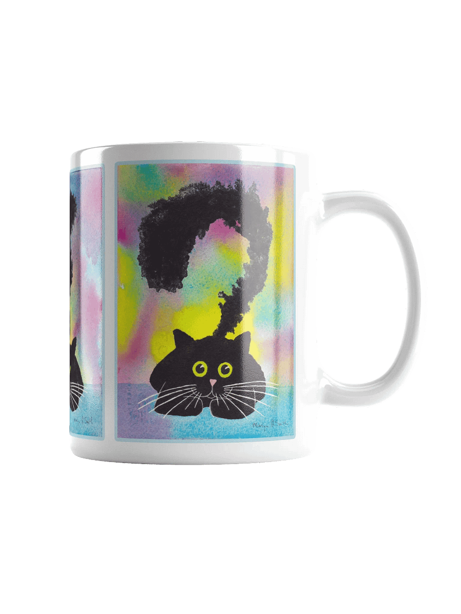 Black Kitty Coming to Full Attention on White Ceramic Mug product image (3)