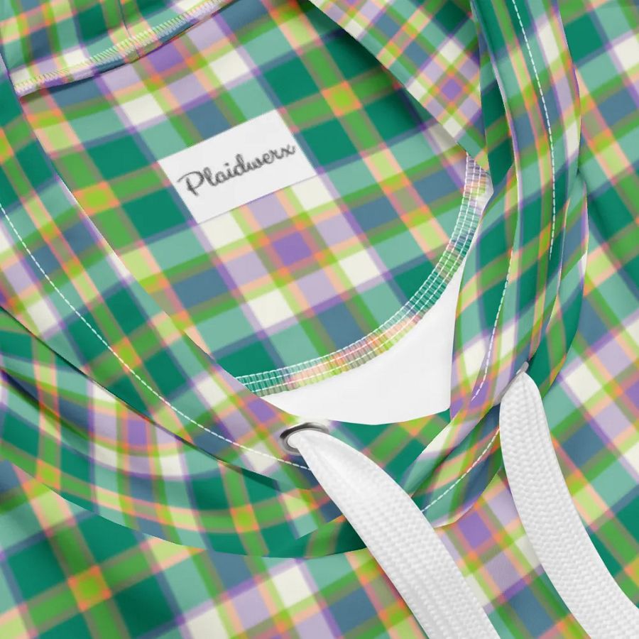 Seafoam Green and Purple Plaid Hoodie product image (10)