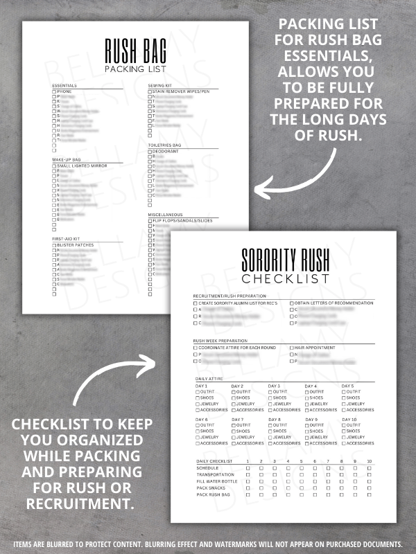 Sorority Recruitment Organizer, Sorority Rush Organizer, Rush Week Planner Checklist product image (3)