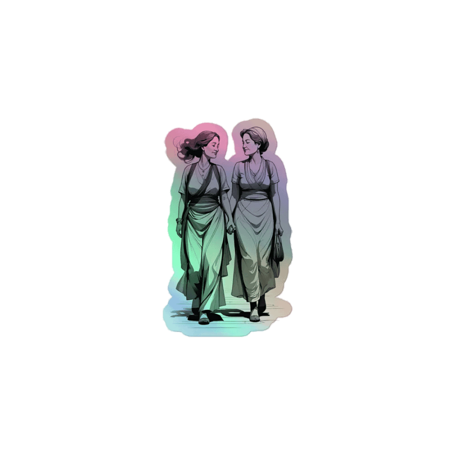 Lesbian Loves On a Stroll LGBTQ+ Holo Sticker product image (1)