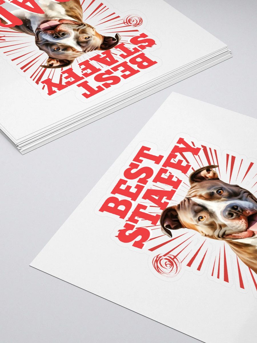 Red Best Staffy Dad Ever Kiss Cut Sticker product image (10)