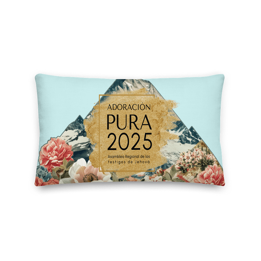 2025 "Adoración Pura" Floral Mountain Sky Blue Pillow product image (1)