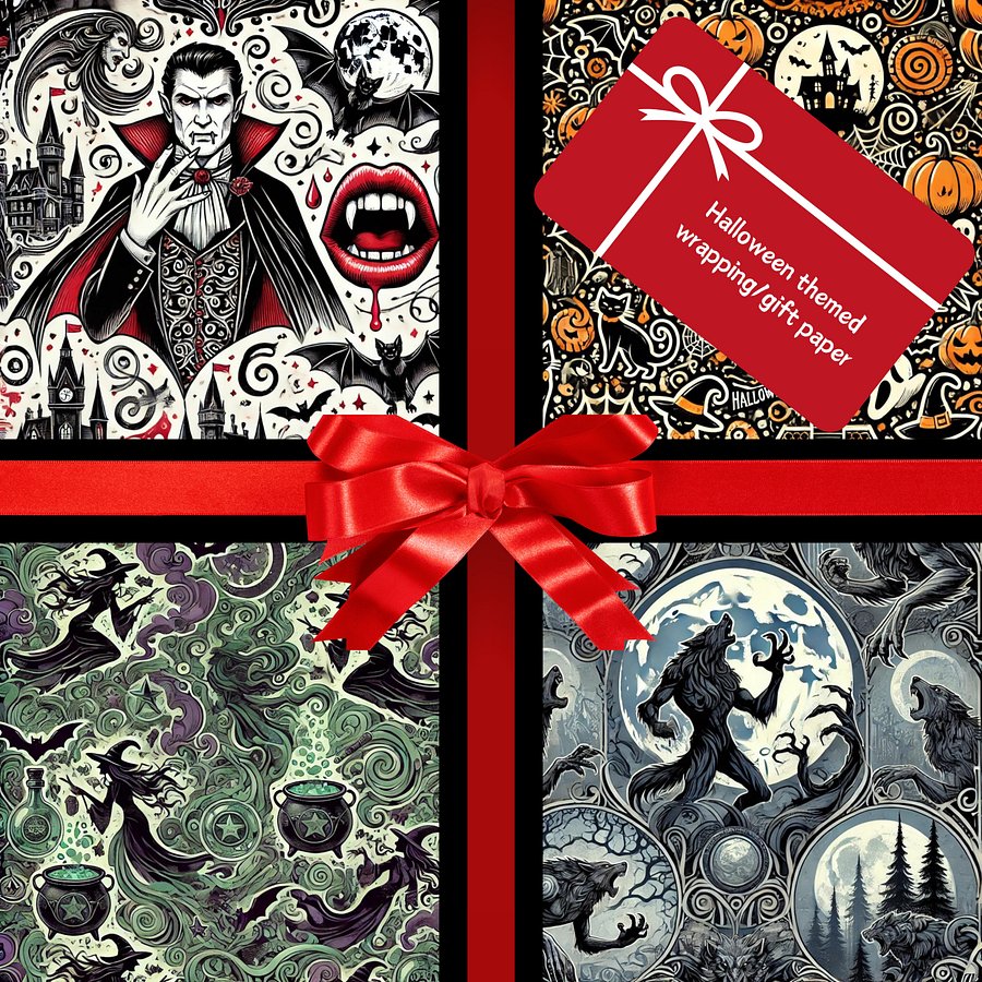 Spooky Halloween Digital Wrapping Paper Bundle – Printable Trick or Treat Collection 🎃👻 product image (1)