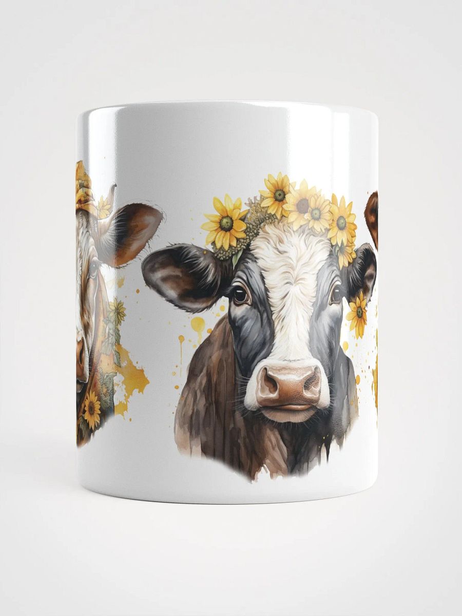Whimsical Sunflower Cow White Glossy Mug product image (2)