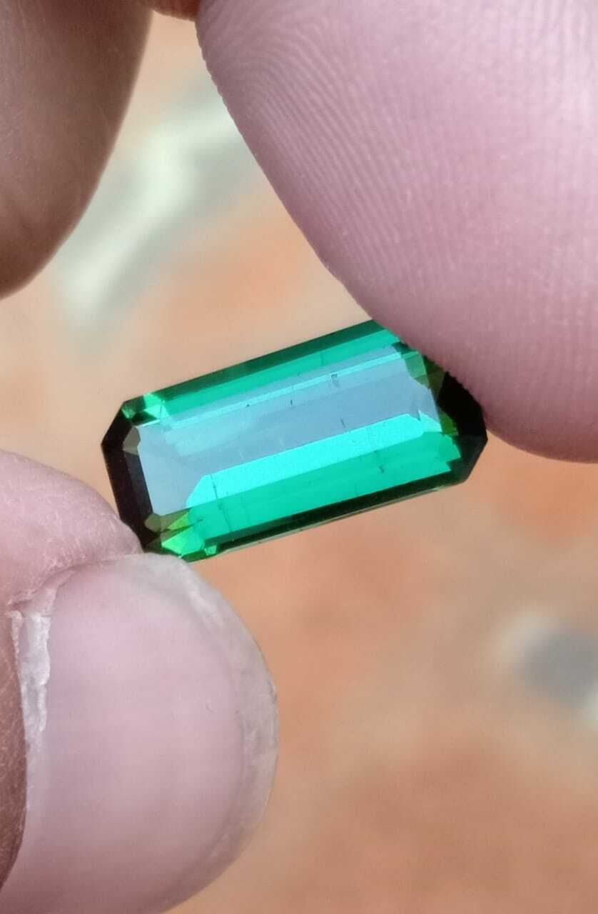 AFGHANI TOURMALINE LOOSE GEMSTONE EMERALD CUT GREEN COLOR STONE, 4.70 CARAT product image (7)