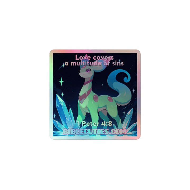 Bible Cuties Leah - Love covers a multitude of sins Holographic Sticker product image (1)